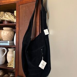 NWT Free People Jessa Suede Carryall in Black
